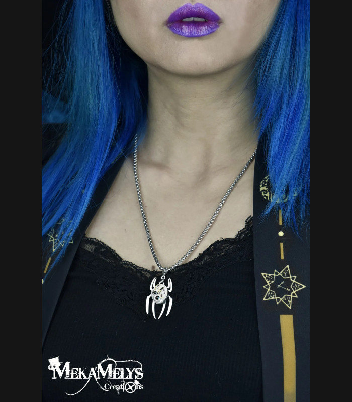 Collier original steampunk Arachnée bijou mécanique
