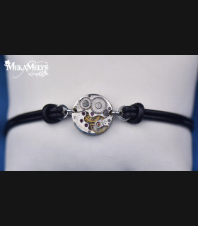 Bracelet Cuir Steampunk Alpha - Fait Main | MekaMelys