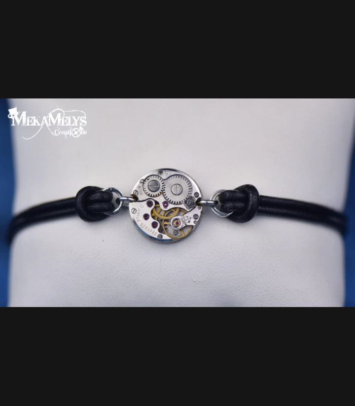 Bracelet Cuir Steampunk Alpha - Fait Main | MekaMelys