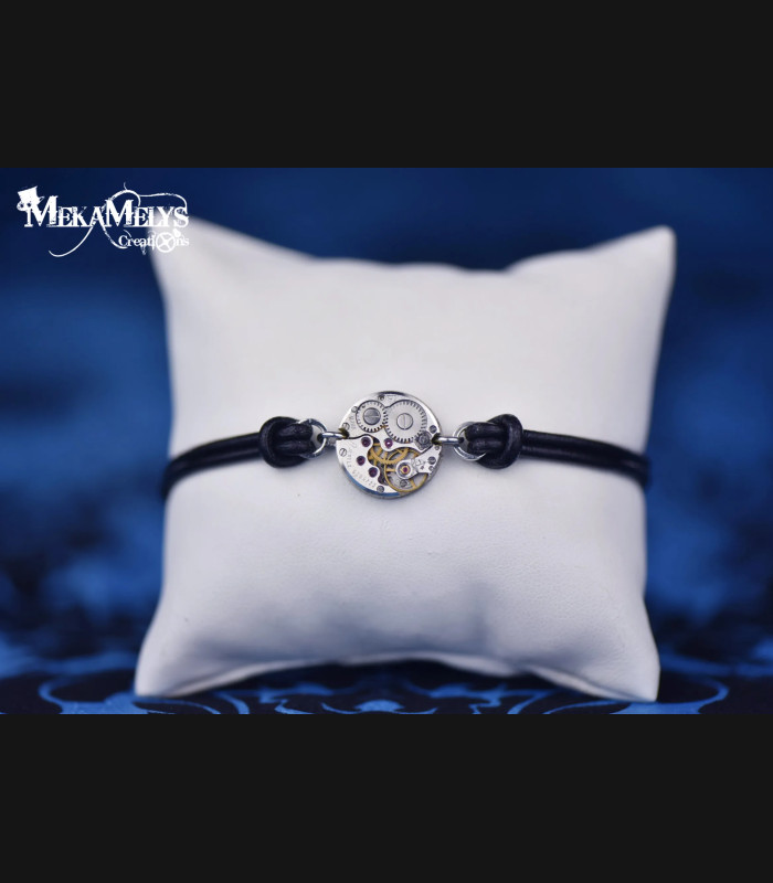 Bracelet steampunk en cuir original