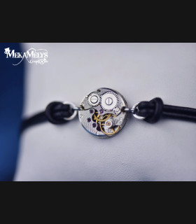 Bracelet Cuir Steampunk Alpha - Fait Main | MekaMelys