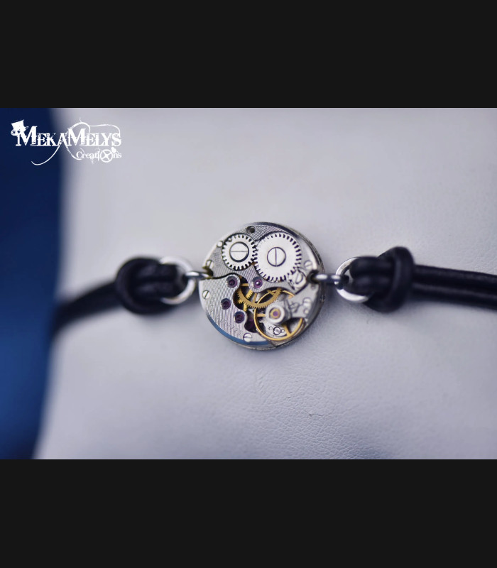 Bracelet Cuir Steampunk Alpha - Fait Main | MekaMelys