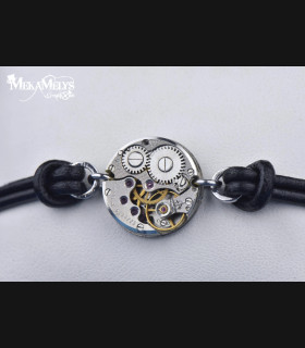 Bracelet Cuir Steampunk Alpha - Fait Main | MekaMelys