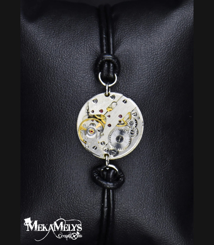 Bracelet steampunk en cuir