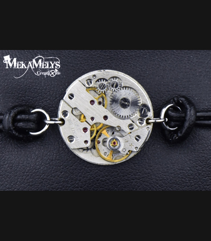 Bracelet Cuir Steampunk Chronos - Fait Main | MekaMelys