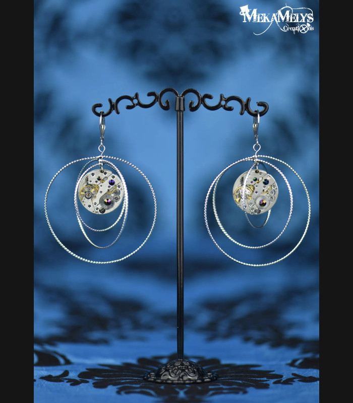 Boucles d'oreilles orignales steampunk Atomic