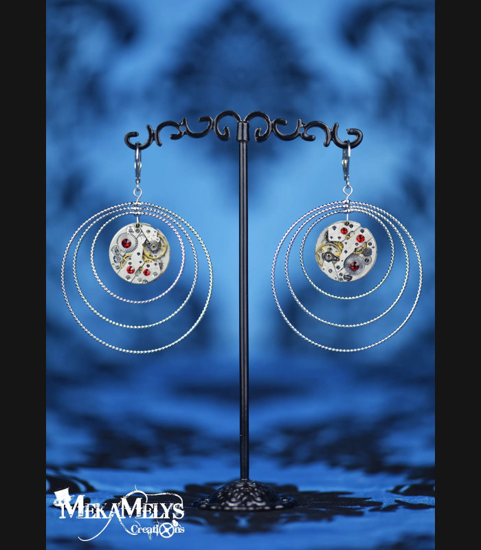 Boucles d'oreilles orignales steampunk Atomic