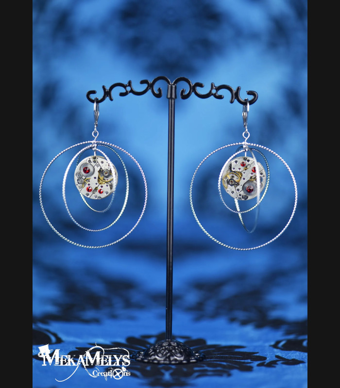 Boucles d'oreilles originales steampunk mobiles