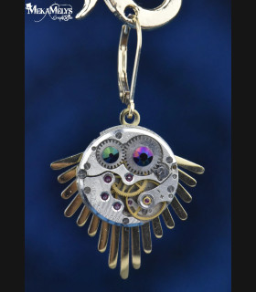 Boucles d'oreilles originales steampunk doré soleil