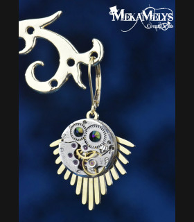 Boucles d'oreilles originales steampunk doré soleil