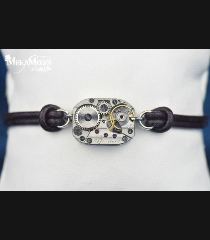 Bracelet steampunk en cuir Quantum