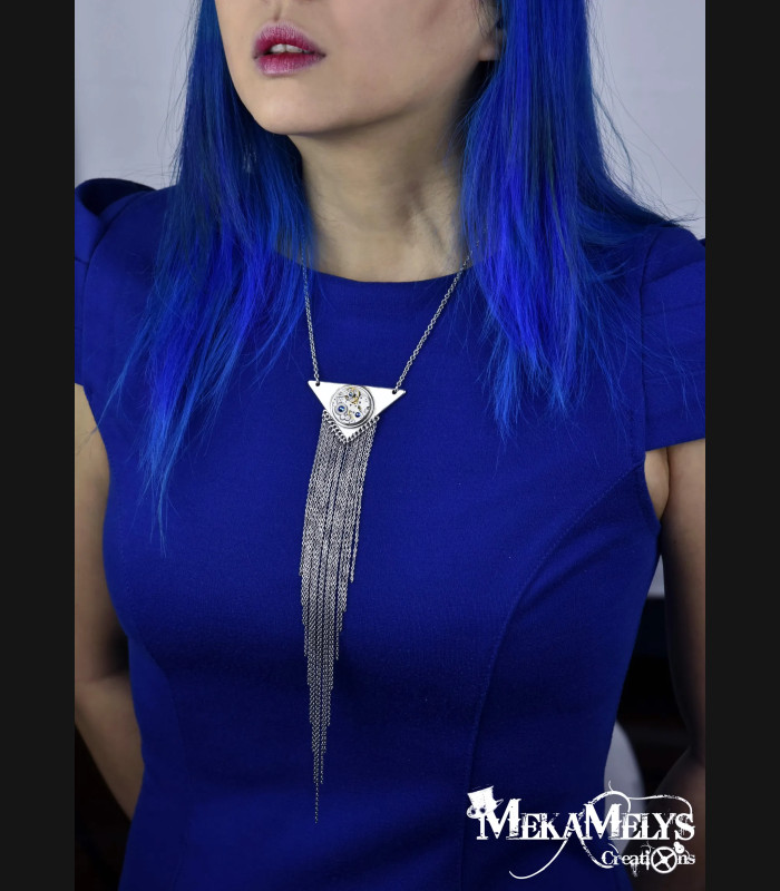 Collier steampunk montre mécanique