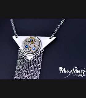 Collier steampunk montre mécanique