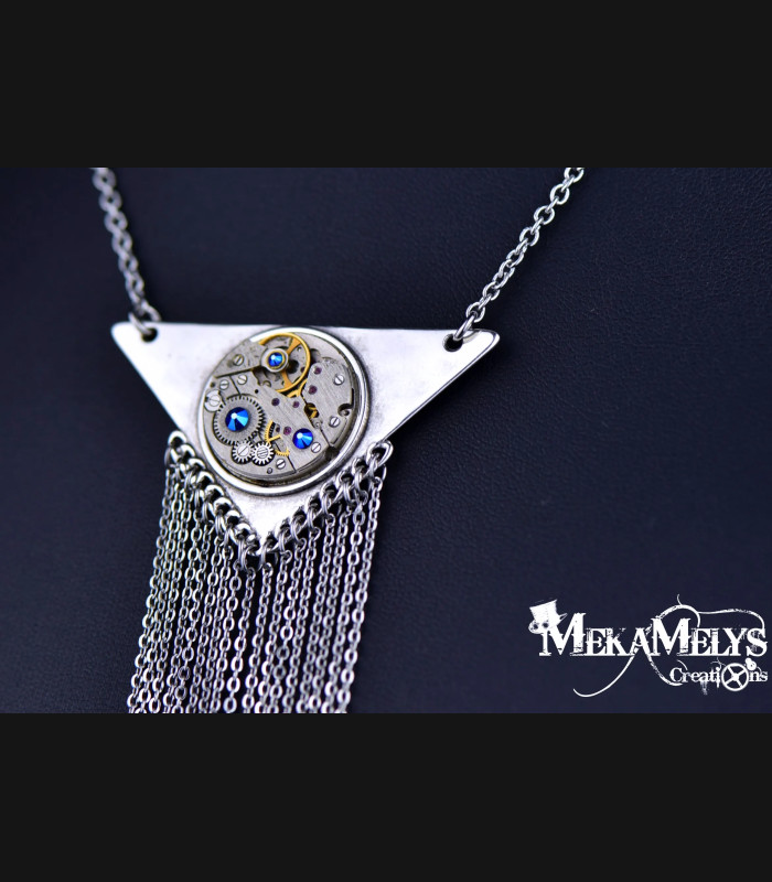Collier steampunk montre mécanique