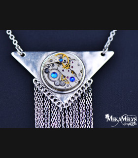 Collier steampunk montre mécanique