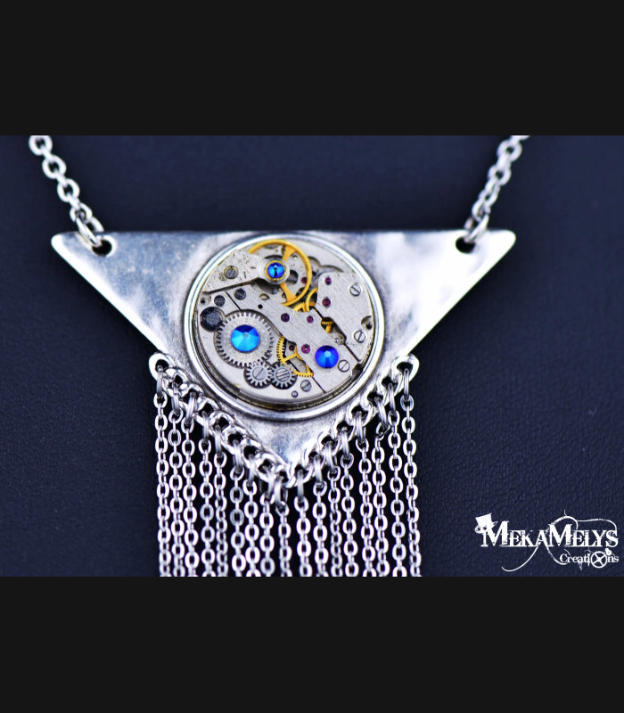 Collier steampunk montre mécanique