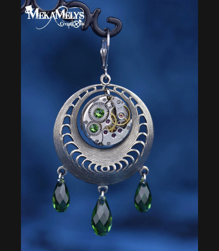 Boucles d'oreilles originales steampunk Bellatrix