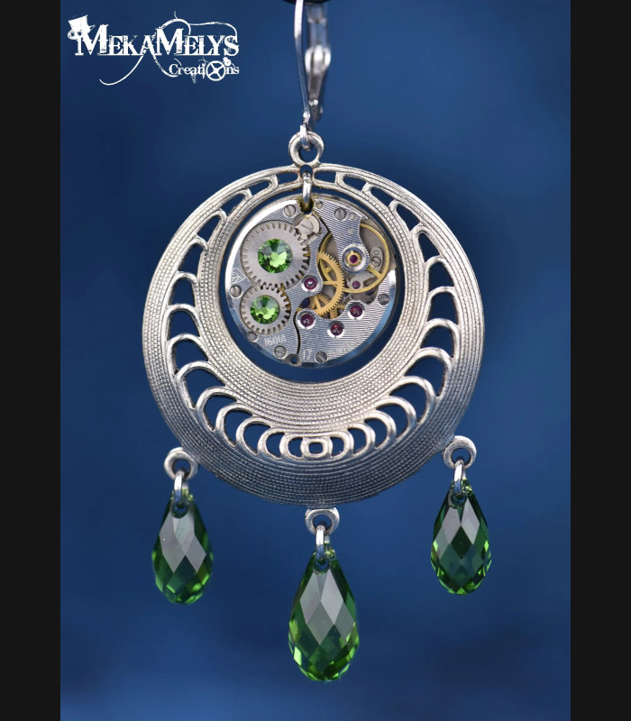 Boucles d'oreilles originales steampunk Bellatrix