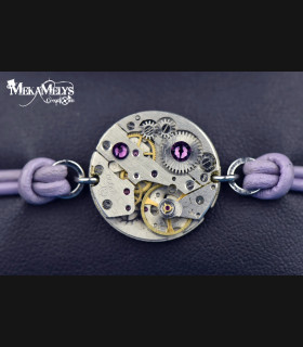 Bracelet mécanique cuir steampunk "Omicron"