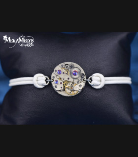 Bracelet mécanique cuir steampunk "Omicron"