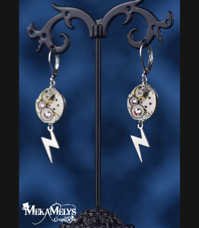 Boucles d'Oreilles Steampunk originales Thunder | MekaMelys