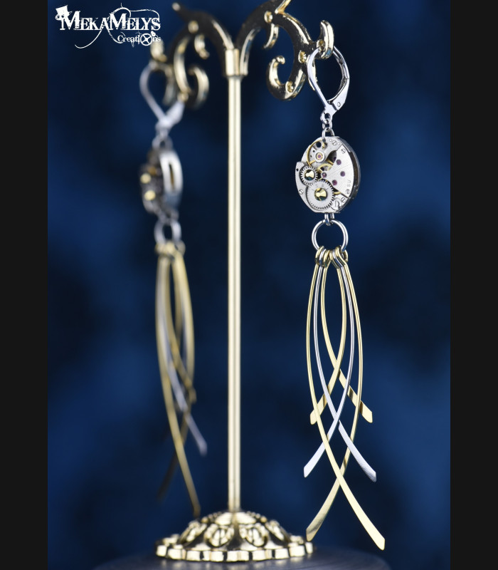 Boucles d'oreilles steampunk Lacrima