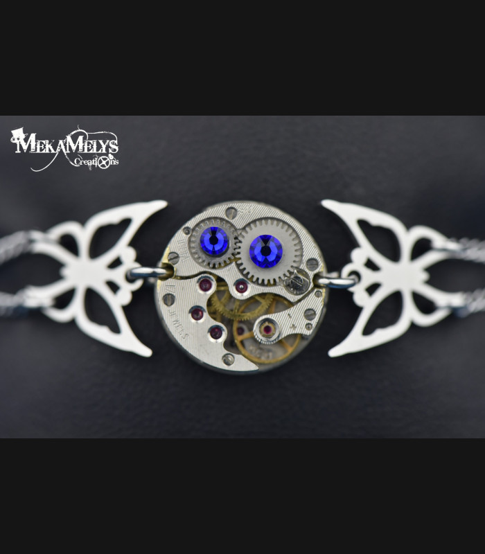 Bracelet original steampunk Papillon Morpho