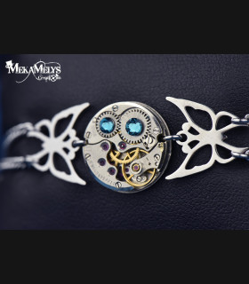 Bracelet Steampunk original Papillon Morpho | MekaMelys
