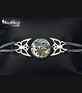 Bracelet Steampunk original Papillon Morpho | MekaMelys