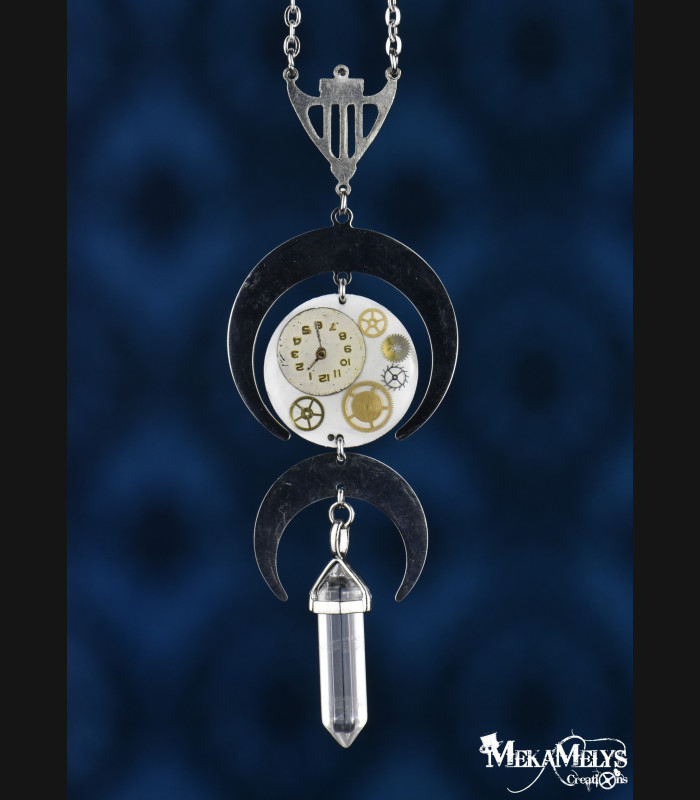 Collier steampunk Lune DélHécate