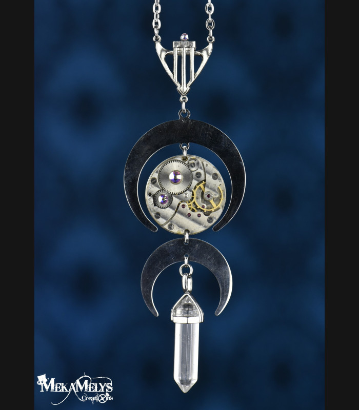 Collier steampunk Lune DélHécate