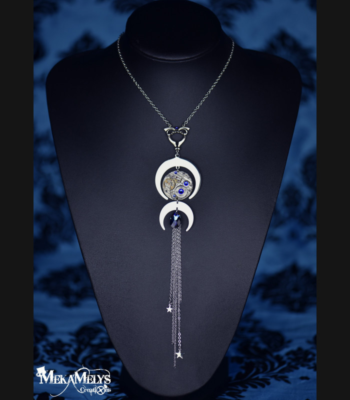 Collier original steampunk Lune Hécate