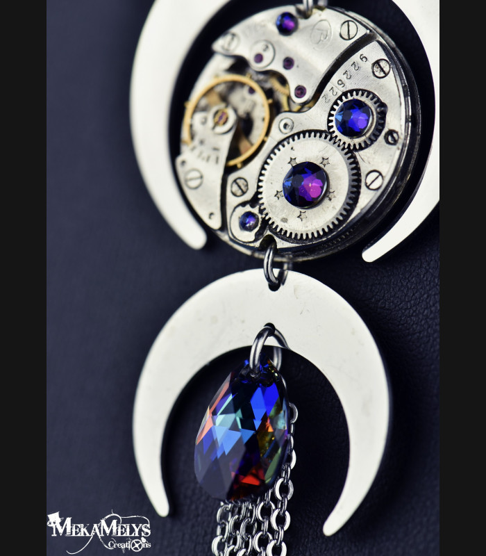 Collier original steampunk Lune Hécate