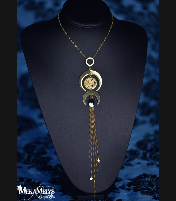 Collier original steampunk Lune Hécate