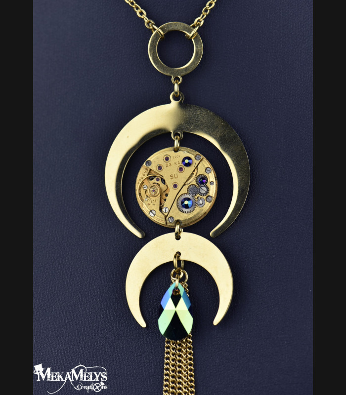 Collier original steampunk Lune Hécate