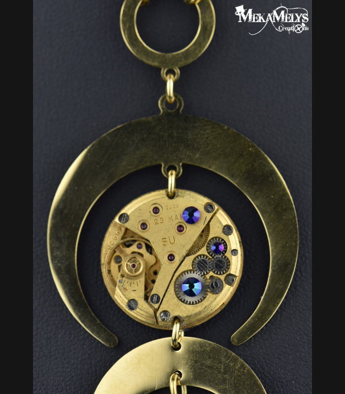Collier original steampunk Lune Hécate
