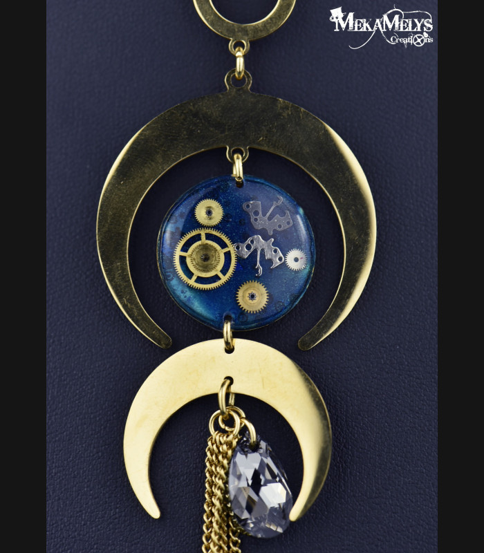 Collier original steampunk Lune Hécate
