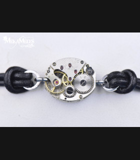 Bracelet mécanique cuir steampunk  Delta