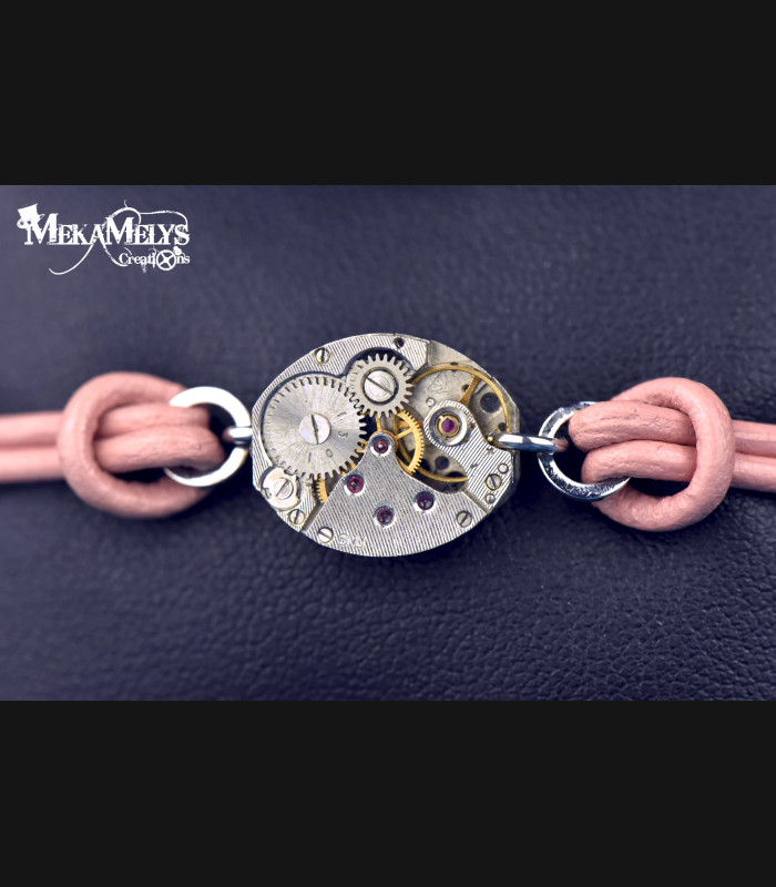 Bracelet Cuir Steampunk Delta - Mecanique | MekaMelys