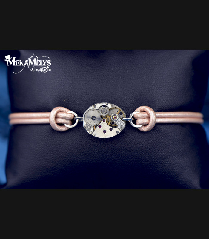 Bracelet mécanique cuir steampunk  Delta