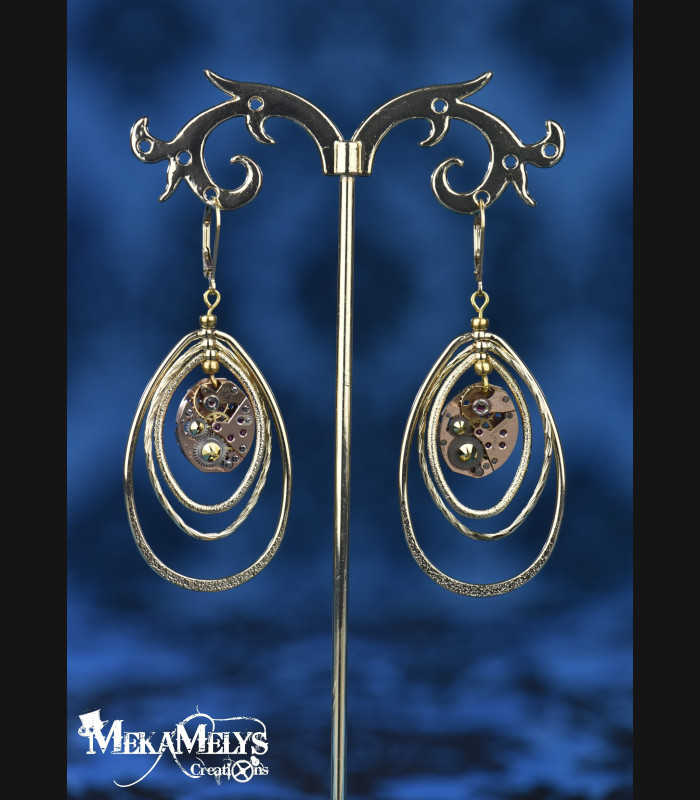 Boucles d'oreilles steampunk Ovale atomic