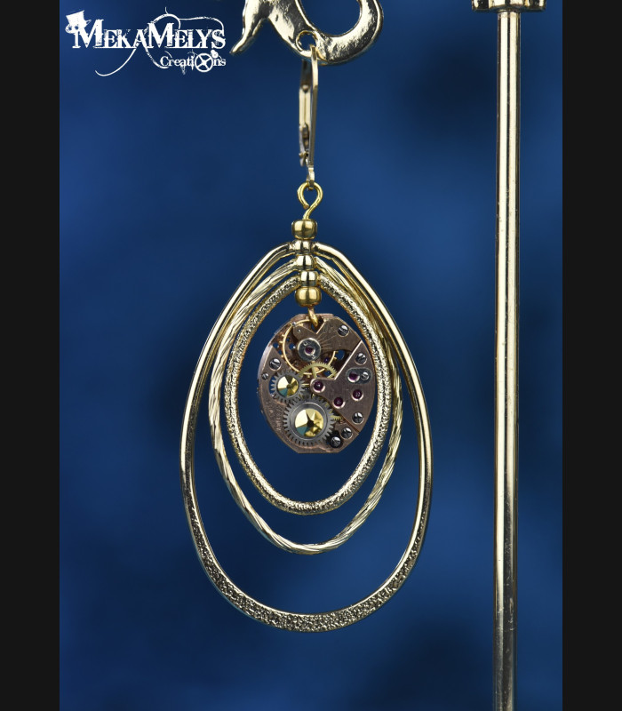 Boucles d'oreilles steampunk Ovale atomic