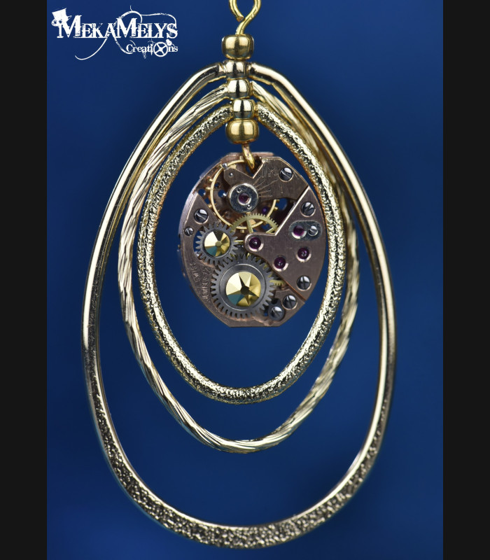 Boucles d'oreilles steampunk Ovale atomic