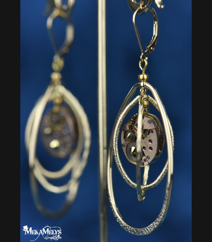 Boucles d'oreilles steampunk Ovale atomic