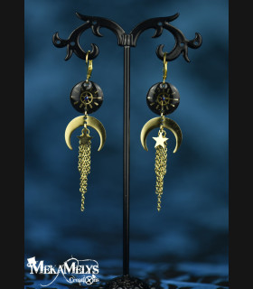 Boucles d'oreilles steampunk lune Yuna