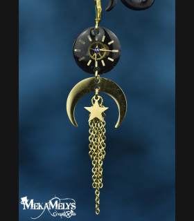 Boucles d'oreilles steampunk lune Yuna