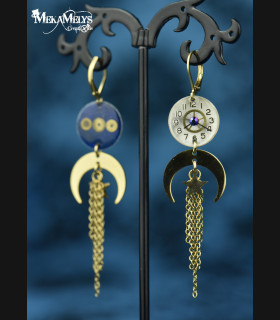 Boucles d'oreilles steampunk lune Yuna