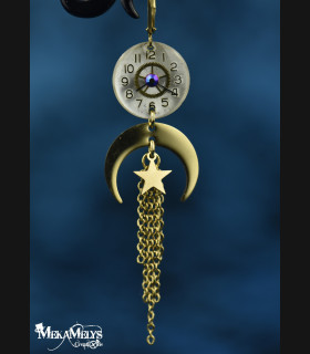 Boucles d'oreilles steampunk lune Yuna