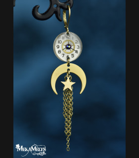 Boucles d'oreilles steampunk lune Yuna