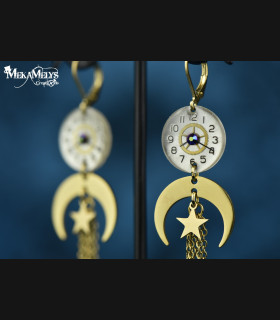 Boucles d'oreilles steampunk lune Yuna